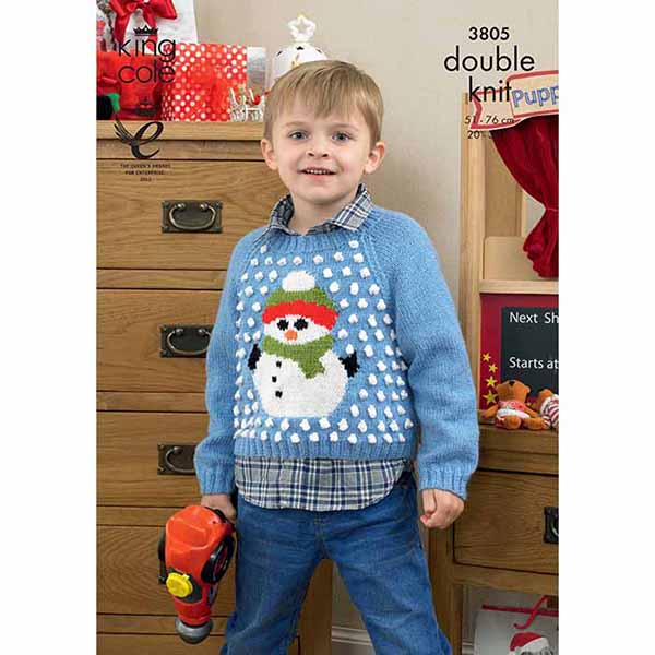 King Cole Kid's Christmas Sweaters Knitting Pattern 3805 - Double Knit