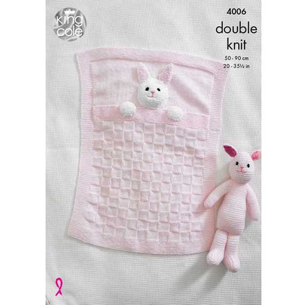 King Cole Baby Blankets And Bunny Rabbit Toy: Knitting Pattern 4006 - Double Knit | Buy Online from The Home Crafters