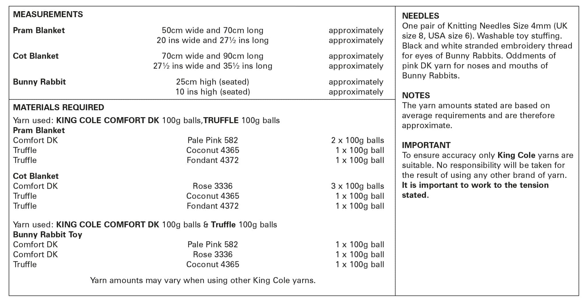 King Cole Baby Blankets And Bunny Rabbit Toy: Knitting Pattern 4006 - Double Knit | Buy Online from The Home Crafters