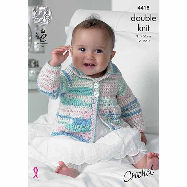 King Cole Babies Coat & Blanket Crochet Pattern 4418 - Double Knit | Buy Online from The Home Crafters