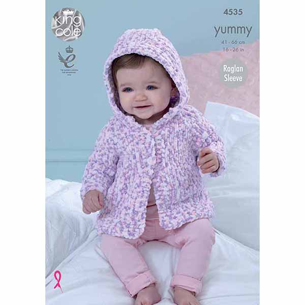 King Cole Babies Jackets Knitting Pattern 4535 - Yummy Chunky | Buy Online from The Home Crafters
