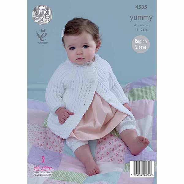 King Cole Babies Jackets Knitting Pattern 4535 - Yummy Chunky | Buy Online from The Home Crafters
