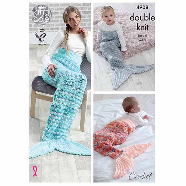 King Cole Mermaid Tail Blanket Crochet Pattern 4908 - Double Knit | Buy Online from The Home Crafters