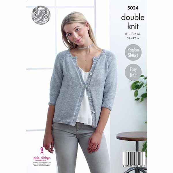 King Cole Ladies 'Easy Knit' Cardigans Knitting Pattern 5024 - Double Knit