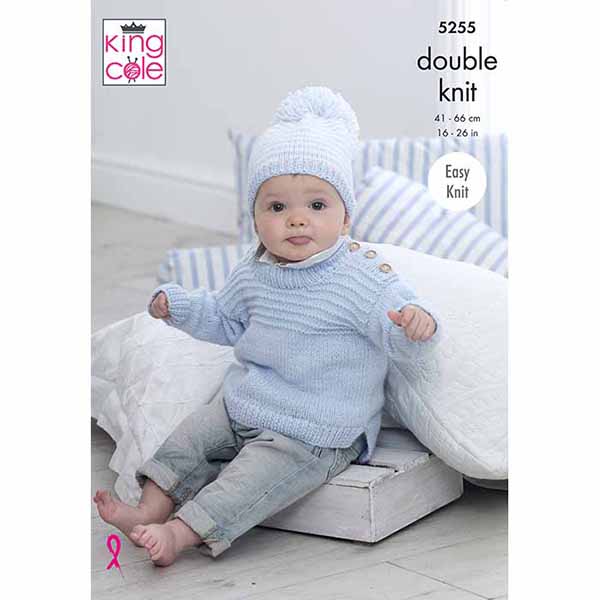 King Cole 'Easy Knit' Baby's Sweaters & Hats Knitting Pattern 5255 - Double Knit