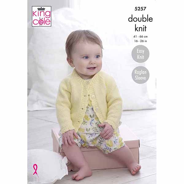 King Cole 'Easy Knit' Baby Cardigans Knitting Pattern 5257 - Double Knit