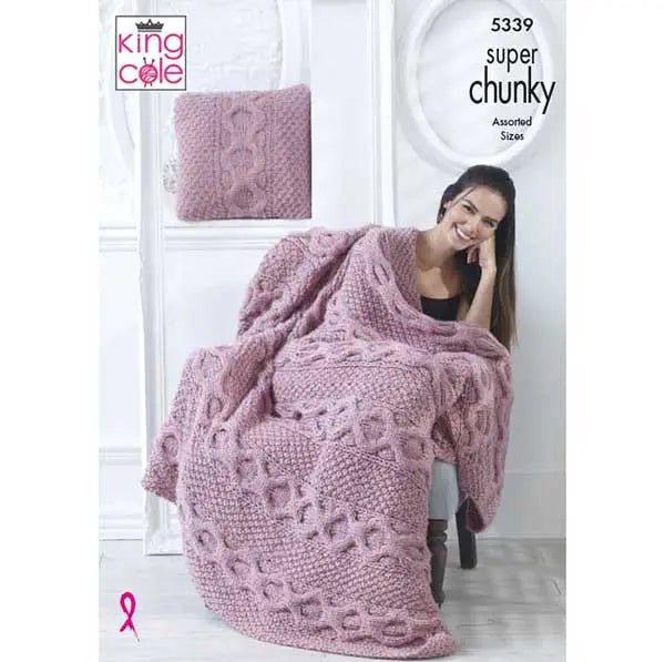 King Cole Blankets & Cushions Knitting Pattern 5339 - Super Chunky | Buy Online from The Home Crafters