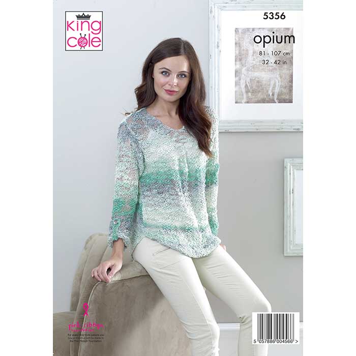 King Cole Ladies Shirt & Top Knitting Pattern 5356 - Opium