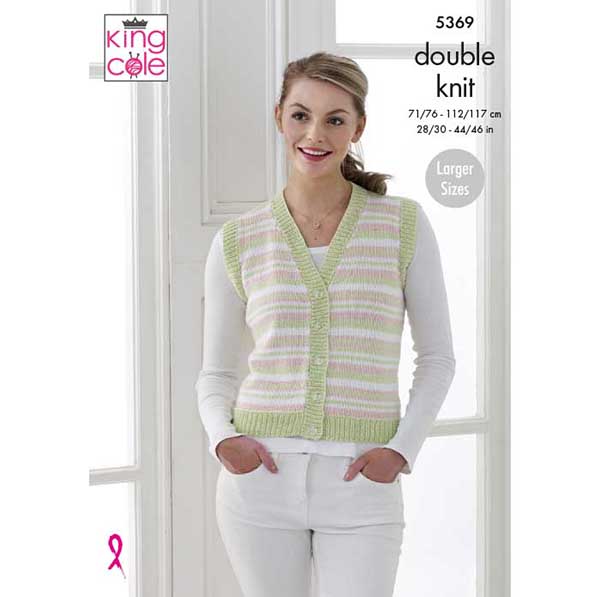 King Cole Ladies Cardigan & Waistcoat Knitting Pattern 5369 - Double Knit | Buy Online from The Home Crafters