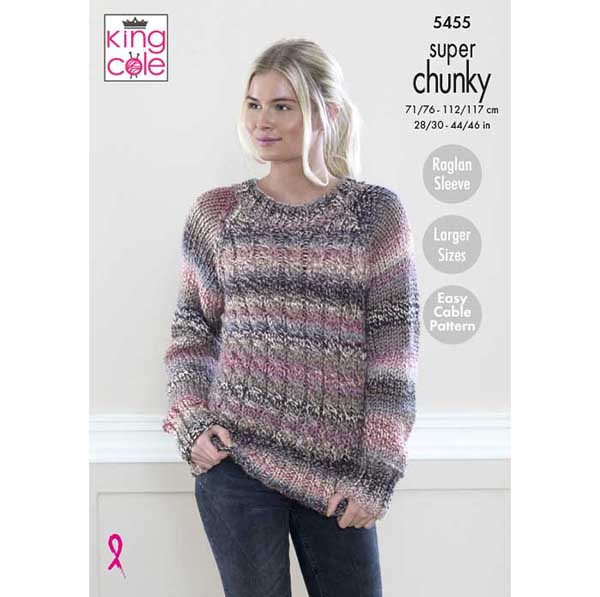 King Cole Ladies Sweater, Hat & Scarf: Knitting Pattern 5455 - Super Chunky | Buy Online from The Home Crafters