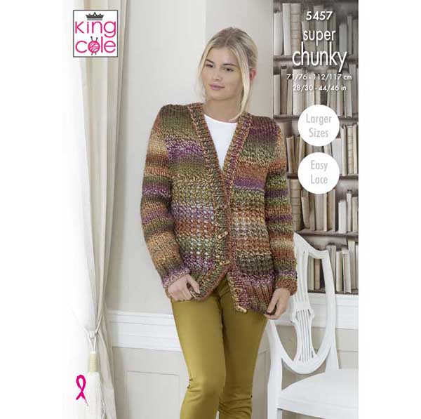 King Cole Ladies Cardigan, Hat & Cowl Knitting Pattern 5457 - Super Chunky | Buy Online from The Home Crafters