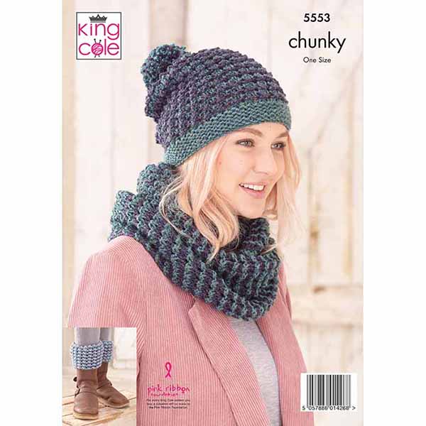 King Cole Ladies Accessories Knitting Pattern 5553 - Chunky