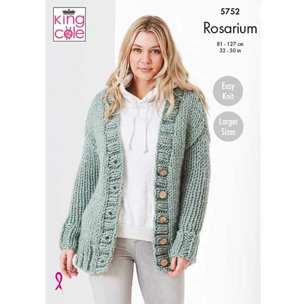 King Cole 'Easy Knit' Ladies Cardigans Pattern 5752 - Mega Chunky