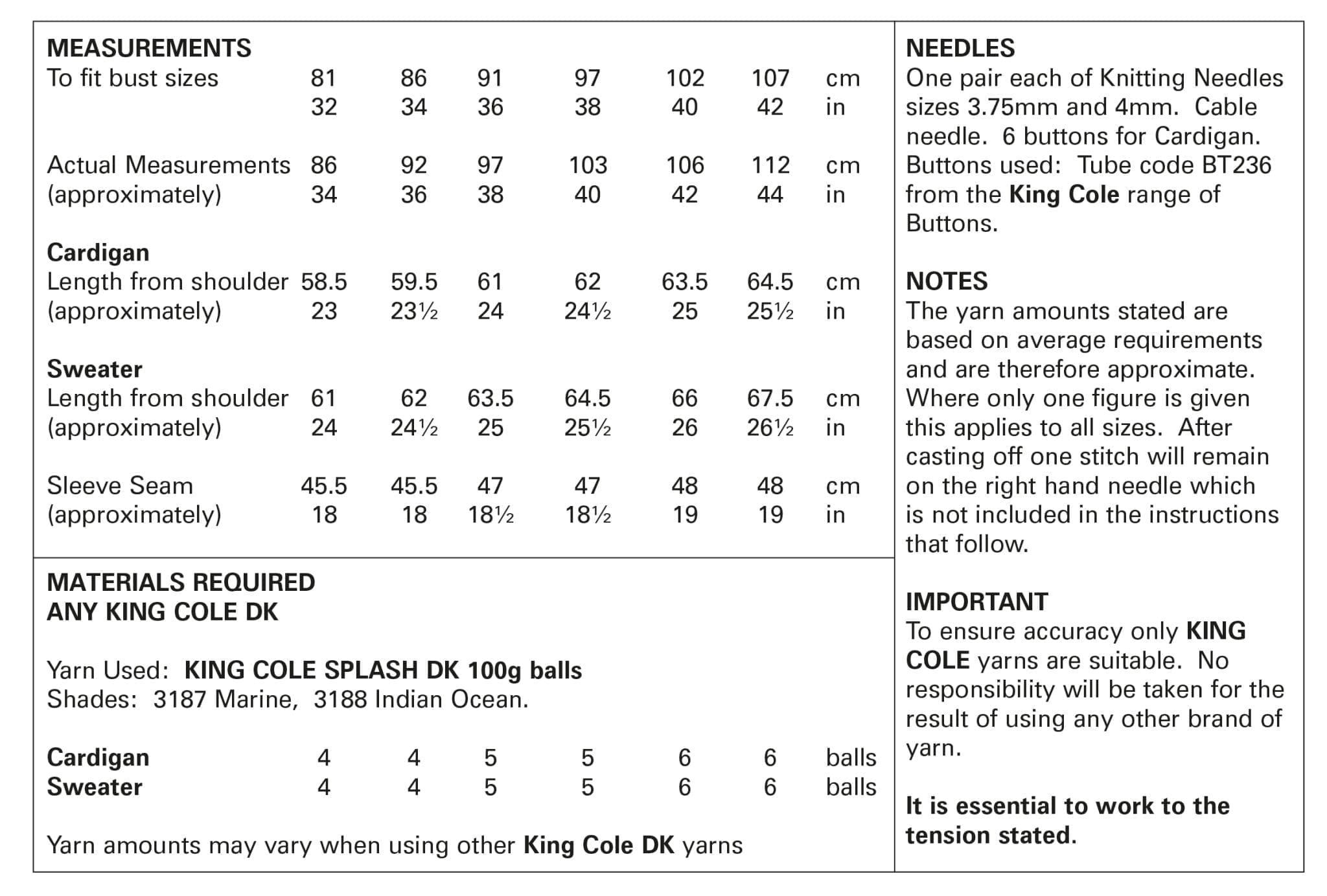 King Cole Ladies Cardigan & Sweater Knitting Pattern 5765 - Double Knit