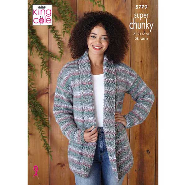 King Cole Ladies Sweater & Cardigan Knitting Pattern 5779 - Super Chunky