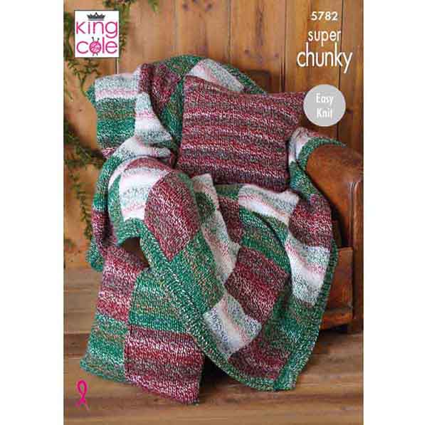 King Cole Christmas 'Easy Knit' Blanket & Bed Runner Knitting Pattern 5782 - Super Chunky