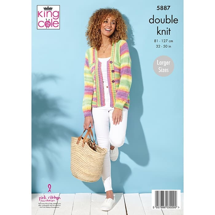 King Cole Ladies Summer A Line Top & Jacket Knitting Pattern 5887 - Double Knit