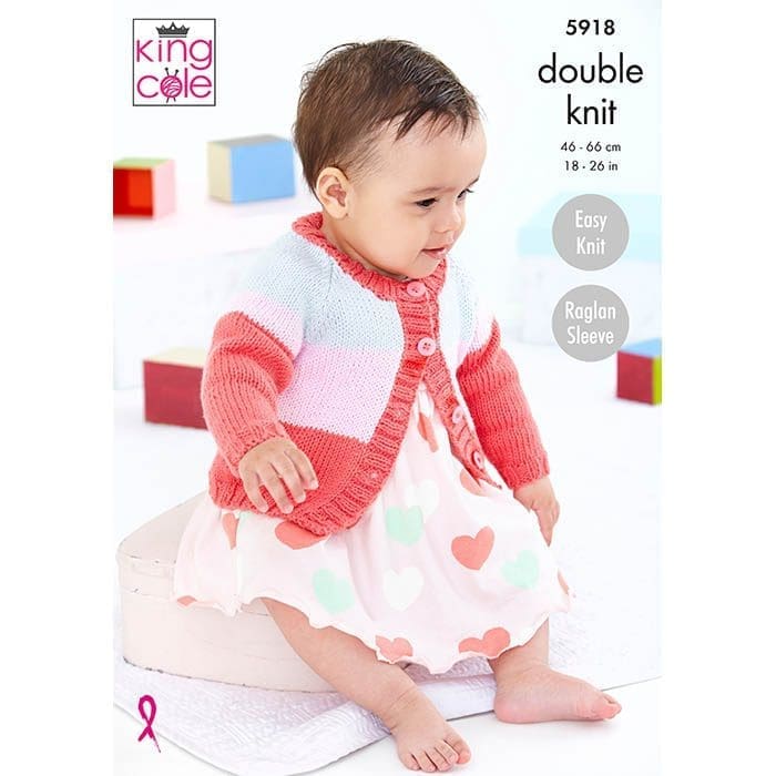King Cole Babies/Childs Sweater, Hat & Cardigan Knitting Pattern 5918 - Double Knit