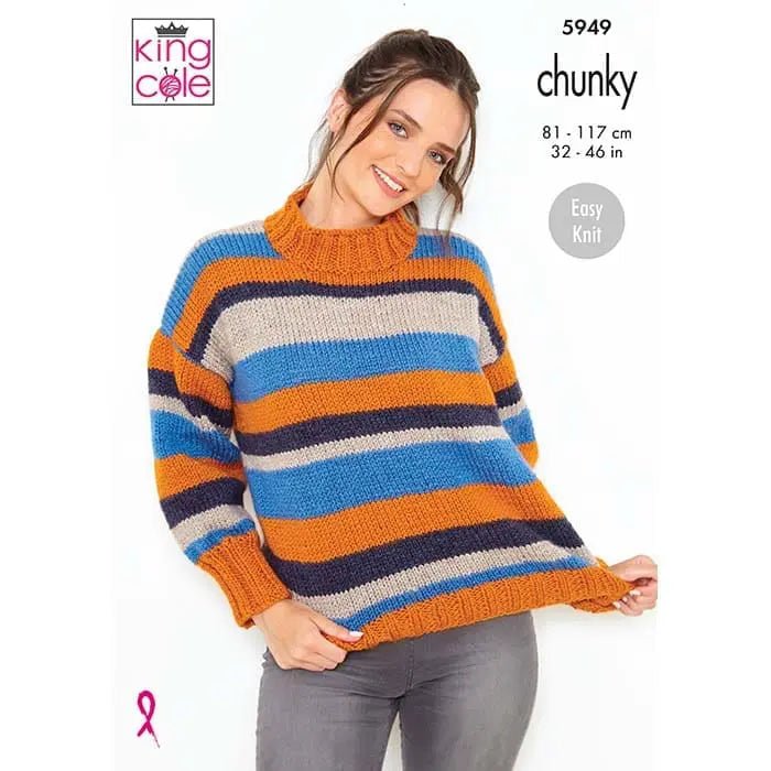 King Cole Easy Knit Ladies Sweaters Knitting Pattern 5949 - Chunky | Buy Online from The Home Crafters