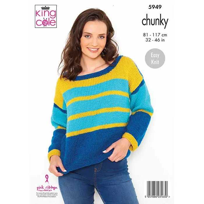 King Cole Easy Knit Ladies Sweaters Knitting Pattern 5949 - Chunky | Buy Online from The Home Crafters