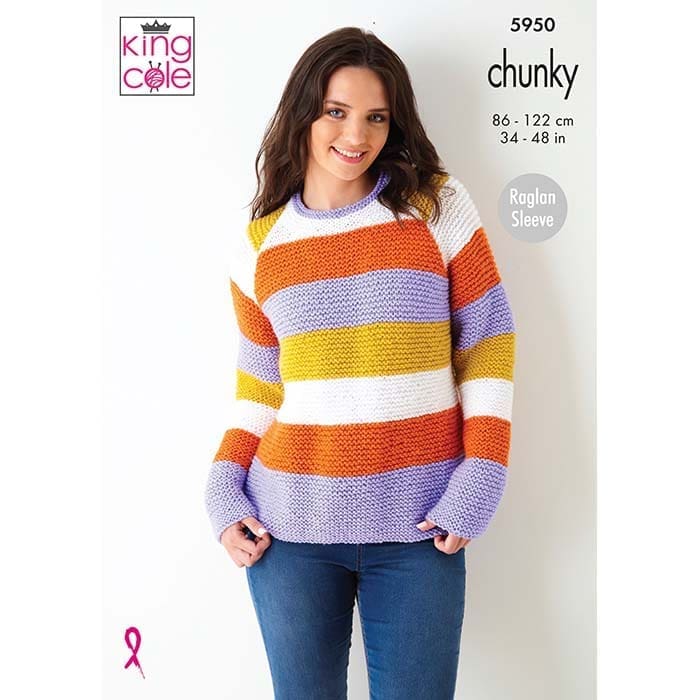 King Cole Ladies Sweaters Knitting Pattern 5950 - Chunky | Buy Online from The Home Crafters