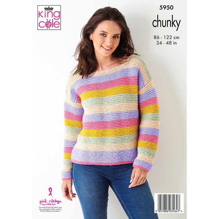 King Cole Ladies Sweaters Knitting Pattern 5950 - Chunky | Buy Online from The Home Crafters