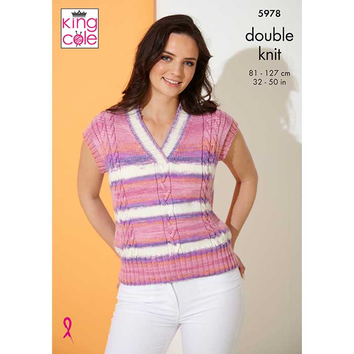 King Cole Ladies Summer Sweater & Top Knitting Pattern 5978 - Double Knit