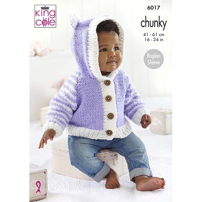 King Cole Babies Hooded Jackets, Cardigan & Blanket Knitting Pattern 6017 - Chunky | Buy Online from The Home Crafters