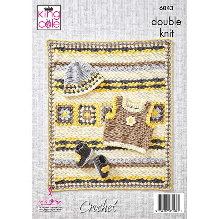 King Cole Traditional Baby Set Crochet Pattern 6043 - Double Knit