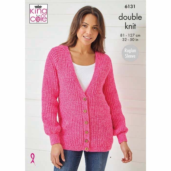 King Cole 'Easy Knit' Ladies Sweater & Jacket Knitting Pattern 6131 - Double Knit