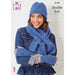King Cole Ladies Hat, Wristwarmers, Scarf & Shawl Knitting Pattern 6134 - Double Knit | Buy Online from The Home Crafters