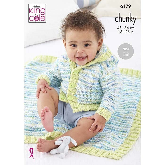 King Cole Easy Knit Babies Jackets & Blankets Knitting Pattern 6179 - Chunky | Buy Online from The Home Crafters