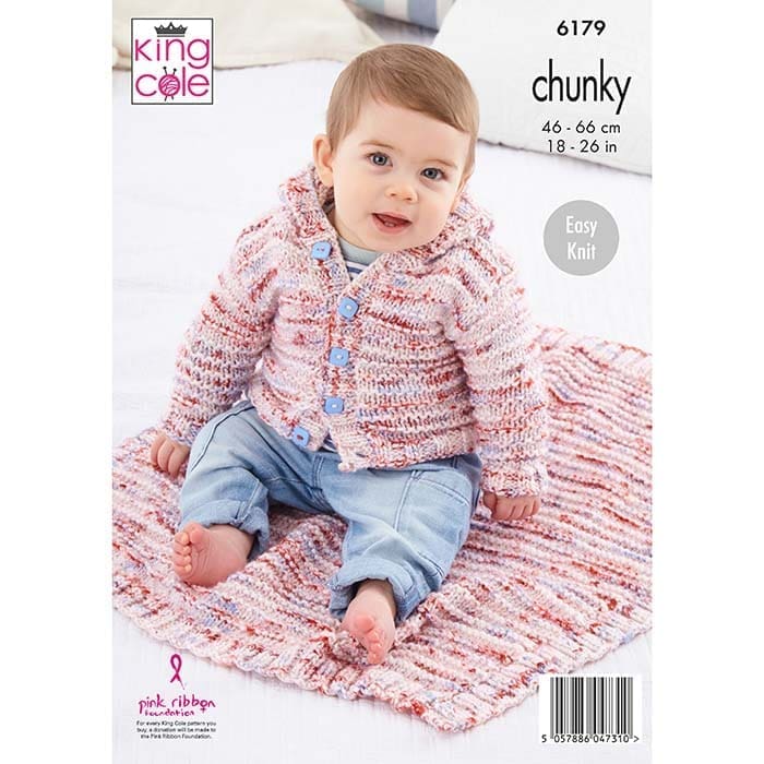 King Cole Easy Knit Babies Jackets & Blankets Knitting Pattern 6179 - Chunky | Buy Online from The Home Crafters