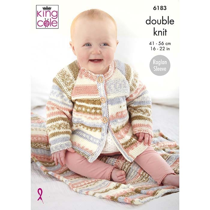 King Cole Easy Knit Babies Matinee Coat, Sweater & Blankets Knitting Pattern 6183 - Double Knit | Buy Online from The Home Crafters