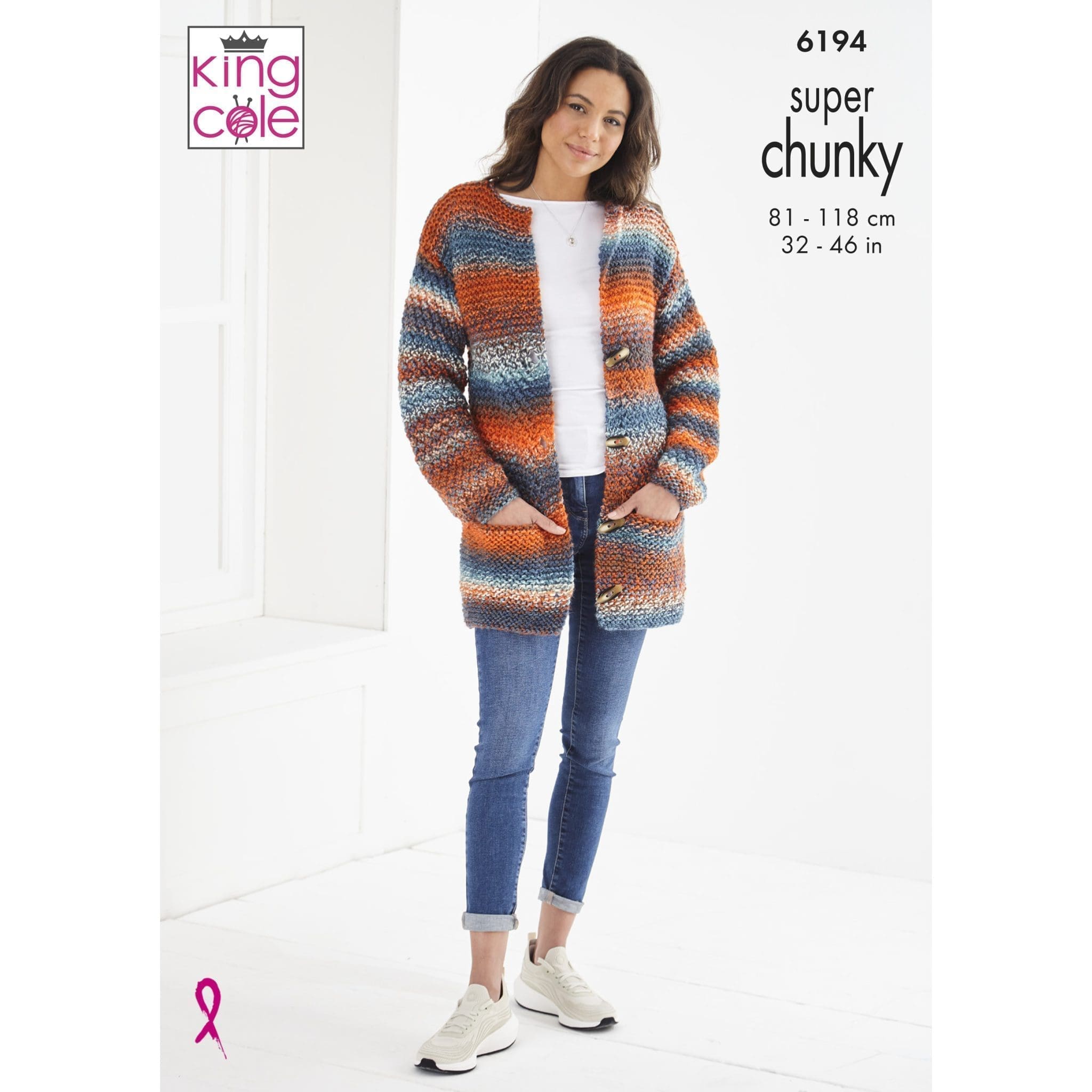 King Cole Ladies Super Chunky Sweater and Jacket Knitting Pattern 6194 - Super Chunky | Buy Online from The Home Crafters