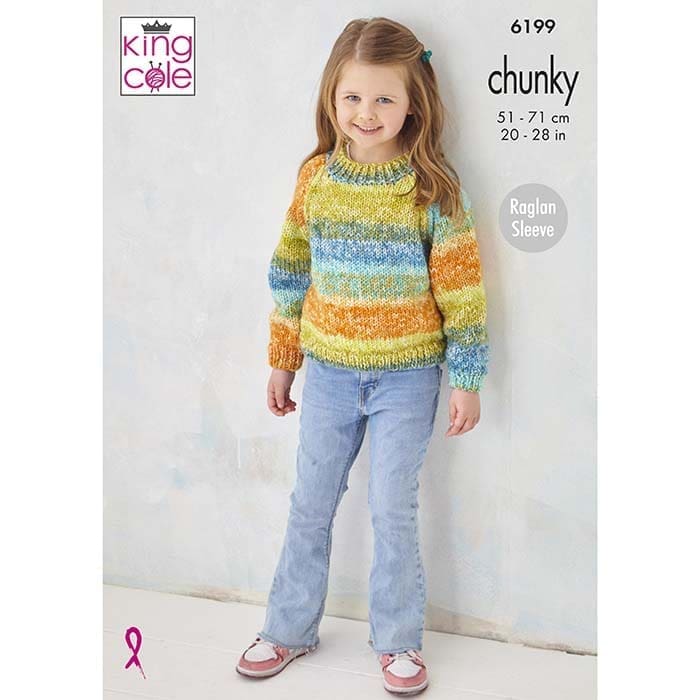 King Cole Child's Cardigan & Sweater Knitting Pattern 6199 - Chunky | Buy Online from The Home Crafters