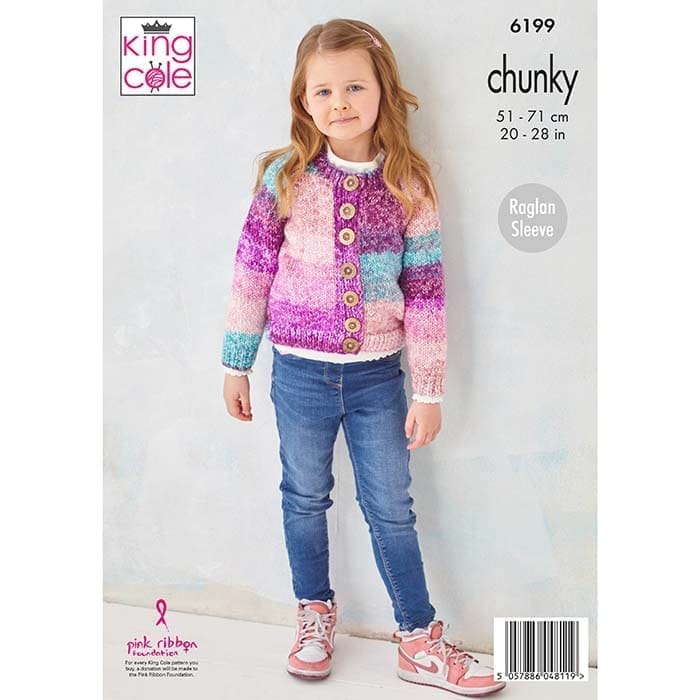 King Cole Child's Cardigan & Sweater Knitting Pattern 6199 - Chunky | Buy Online from The Home Crafters