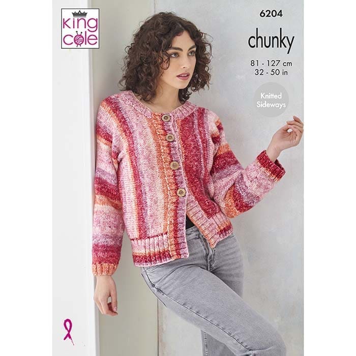 King Cole Ladies Sweater & Jacket Knitting Pattern 6204 - Chunky