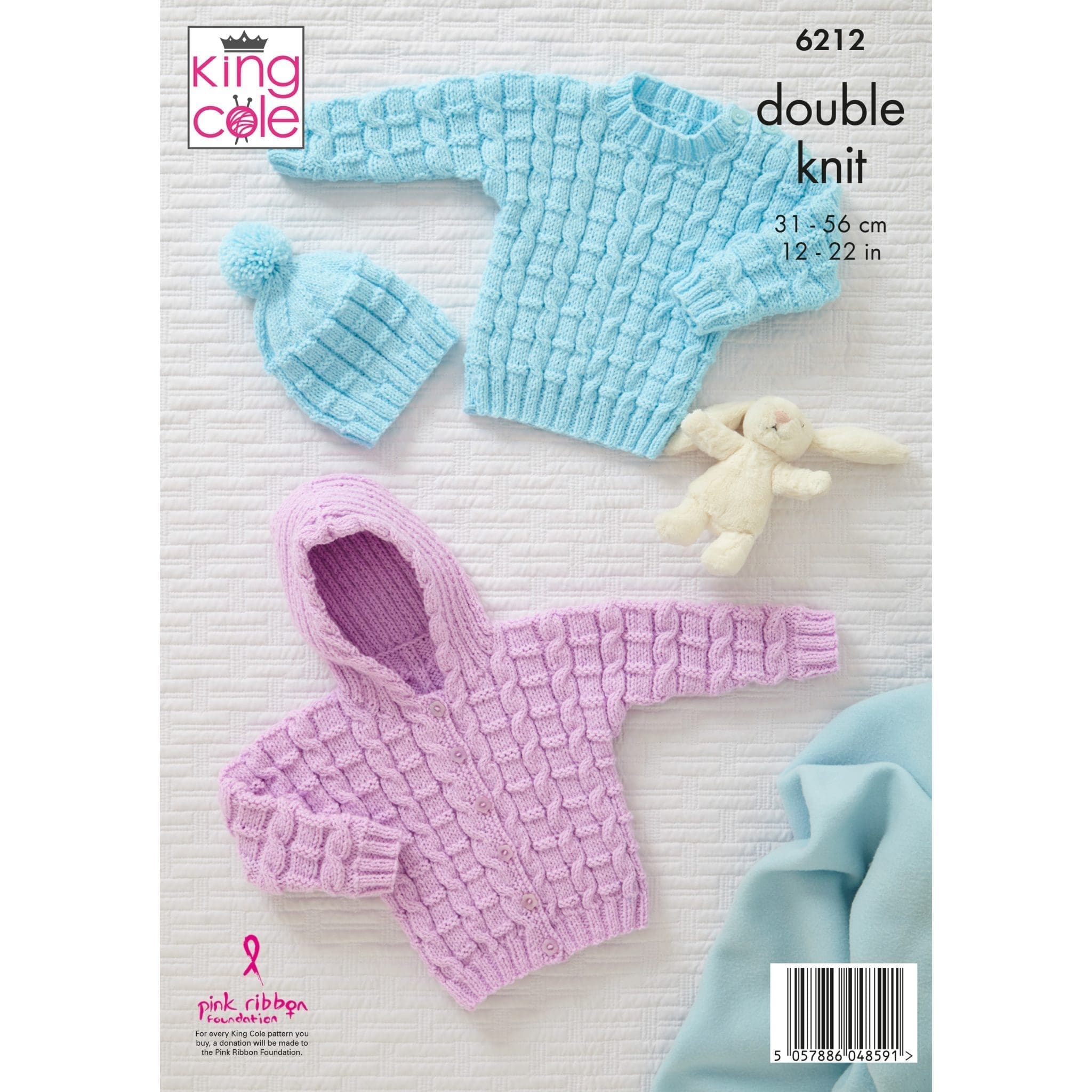 King Cole Babies Sweater, Jacket, Sleeping Bag and Hat Knitting Pattern 6212 - Double Knit