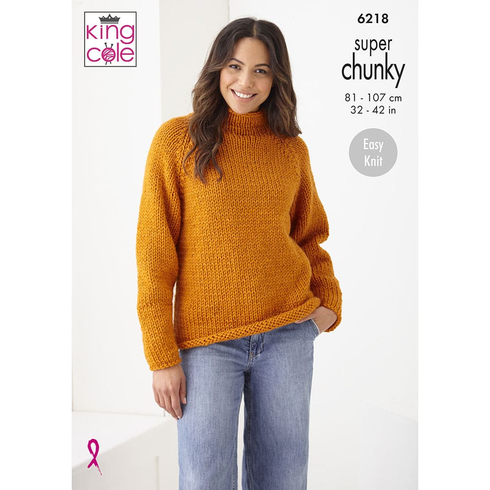 King Cole 'Easy Knit' Ladies Sweater & Cardigan Knitting Pattern 6218 - Super Chunky | Buy Online from The Home Crafters