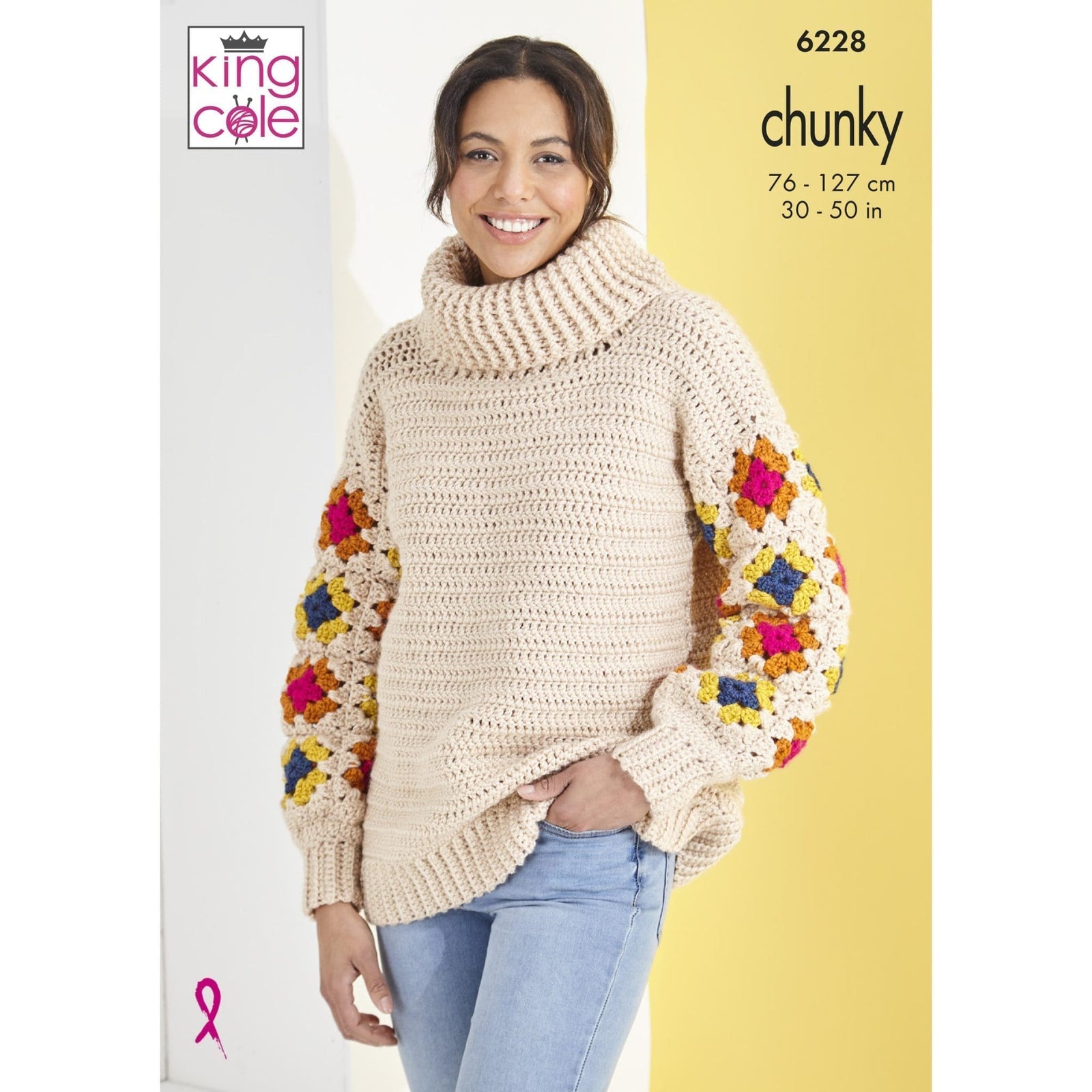 King Cole Ladies Jumpers Crochet Pattern 6228 - Chunky | Buy Online from The Home Crafters