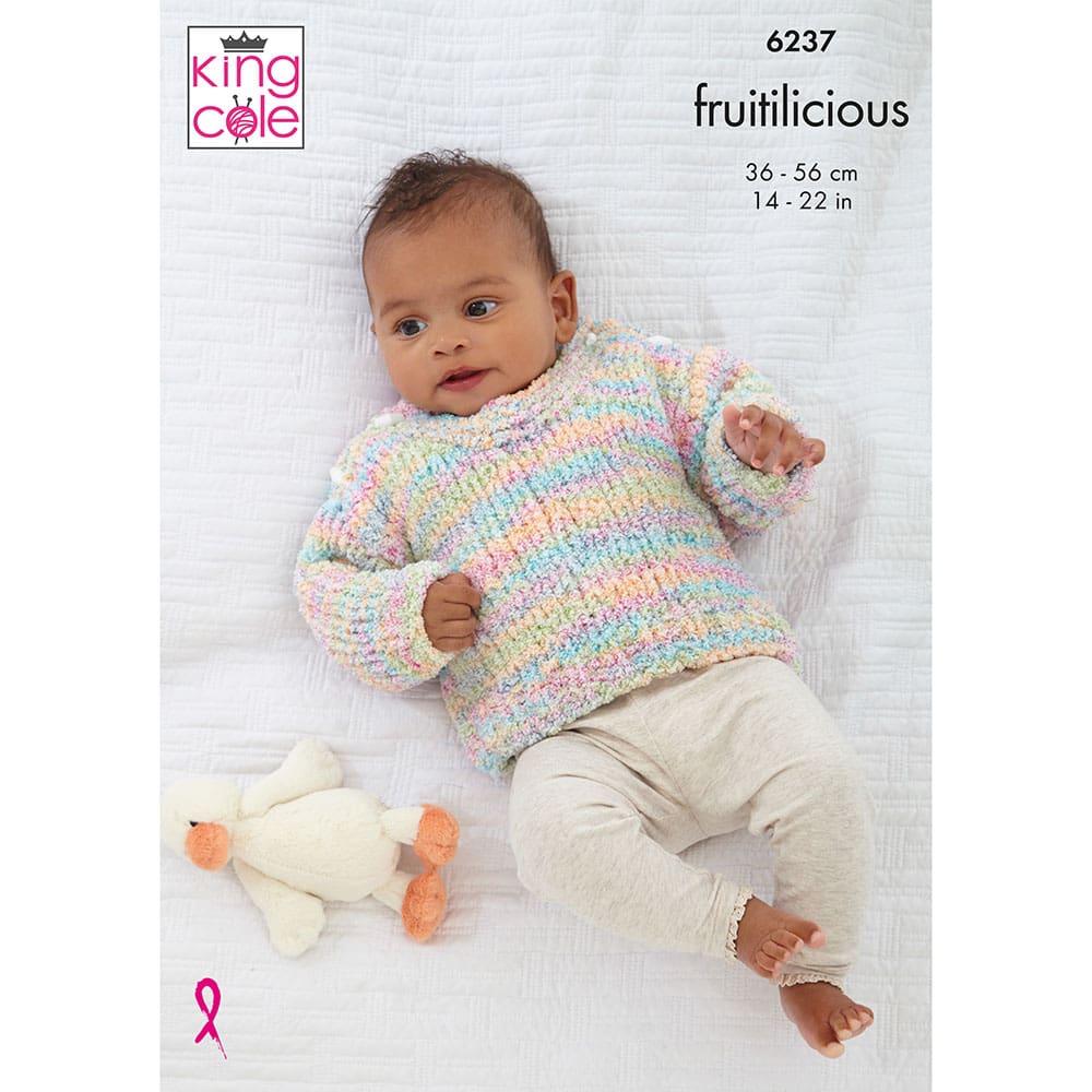 King Cole Baby Sweater, Slipover & Cardigan Knitting Pattern 6237 - Chunky