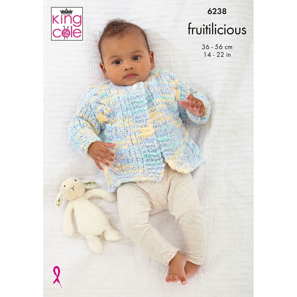 King Cole Baby Jacket, Cardigan and Waistcoat Knitting Pattern 6238 - Chunky | Buy Online from The Home Crafters