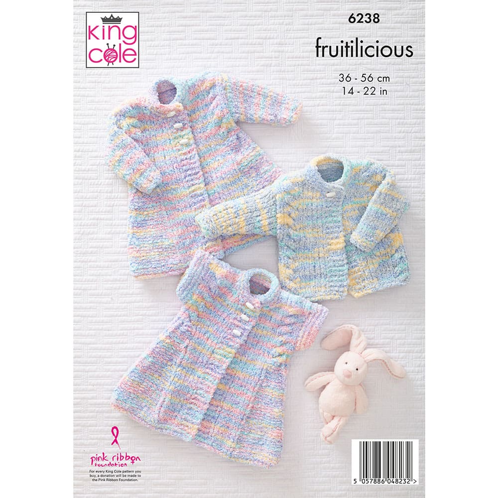 King Cole Baby Jacket, Cardigan and Waistcoat Knitting Pattern 6238 - Chunky | Buy Online from The Home Crafters