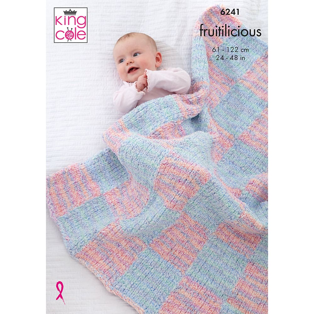 King Cole Baby Blanket & Teddy Knitting Pattern 6241 - Chunky