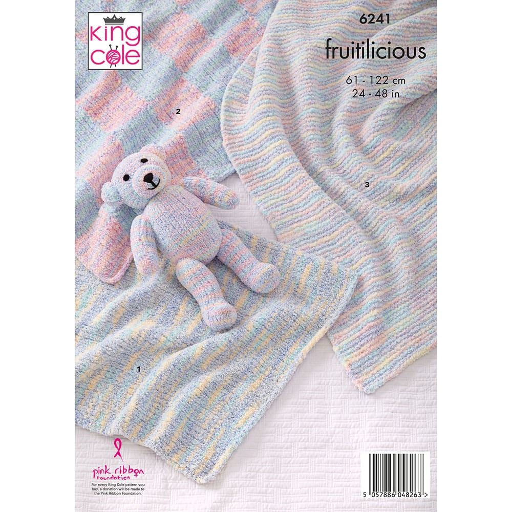 King Cole Baby Blanket & Teddy Knitting Pattern 6241 - Chunky | Buy Online from The Home Crafters