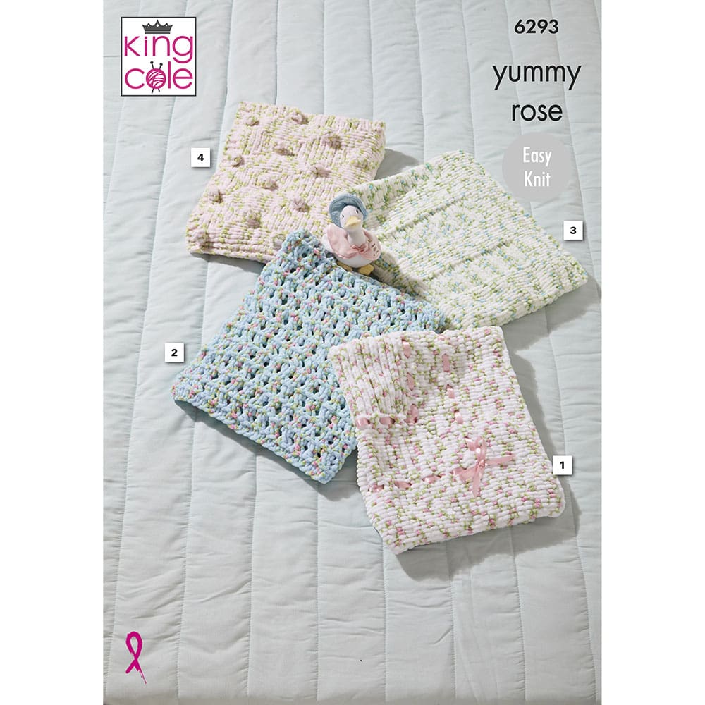 King Cole Easy Knit Blankets Knitting Pattern 6293 - Yummy (Chunky) | Buy Online from The Home Crafters