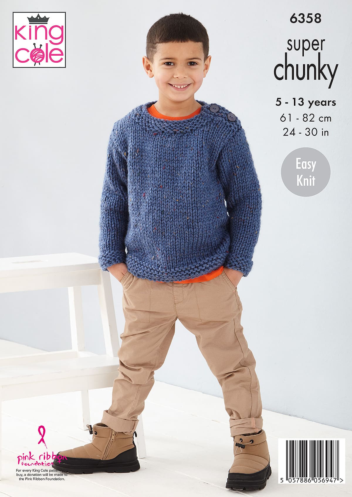 King Cole Easy Knit Childs Sweater & Coatigan Knitting Pattern 6358 - Super Chunky | Buy Online from The Home Crafters