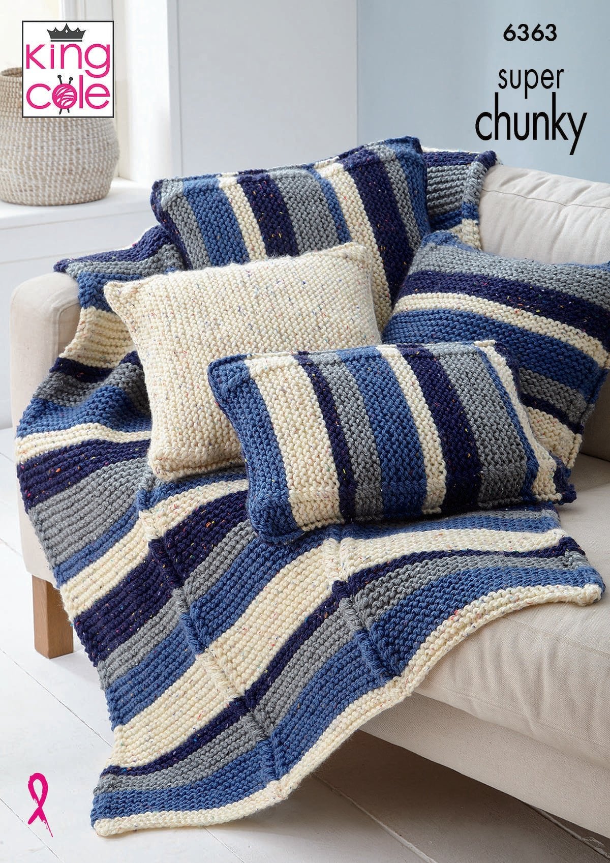 King Cole Throw & Cushion Covers Knitting Pattern 6363 - Super Chunky | Buy Online from The Home Crafters
