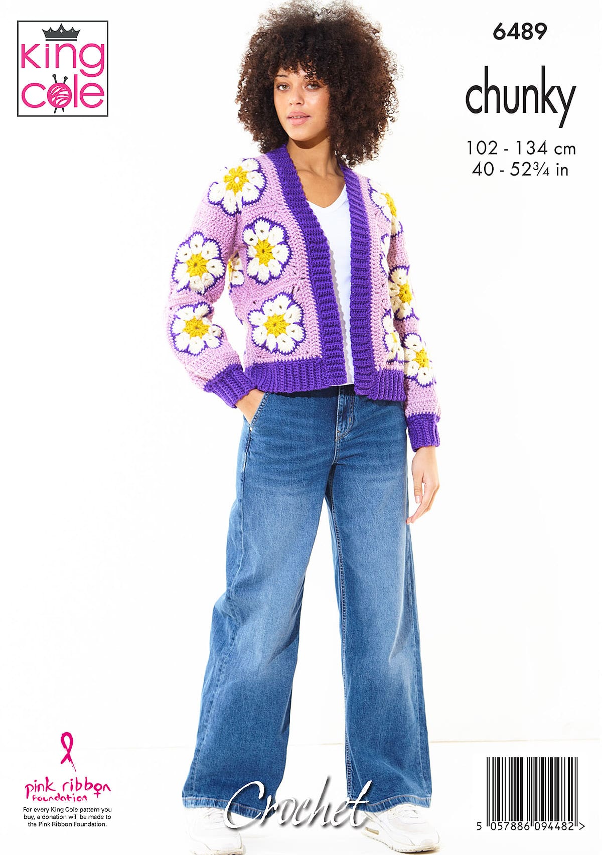 King Cole Ladies Flower Cardigan & Jumper Crochet Pattern 6489 - Chunky | Buy Online from The Home Crafters